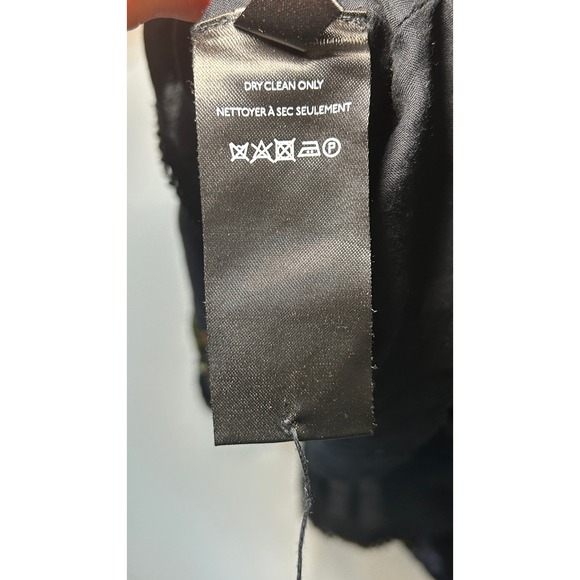 Anthropologie Embroidered Shimmer Velvet Floral Mini Dress Navy Blue XL - Picture 8 of 12